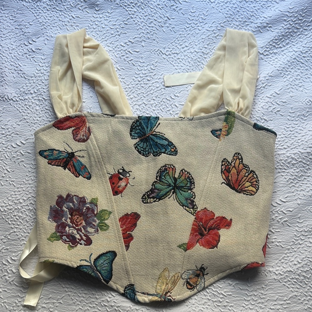 Floral and Butterfly Print Women's Top
